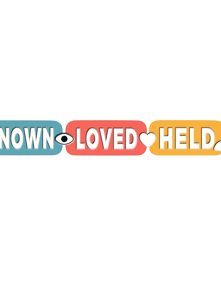 Thumbnail 3 of 3, Scarf, Known Loved Held Retro Rounded Word Blocks designed and sold by FunFitLife.