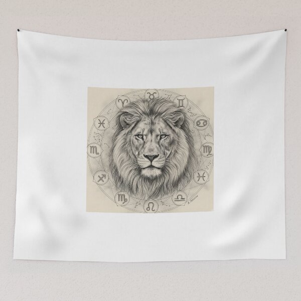 Item preview, Majestic Lion with Celestial Zodiac Map designed and sold by Zodiac Celestial Art.