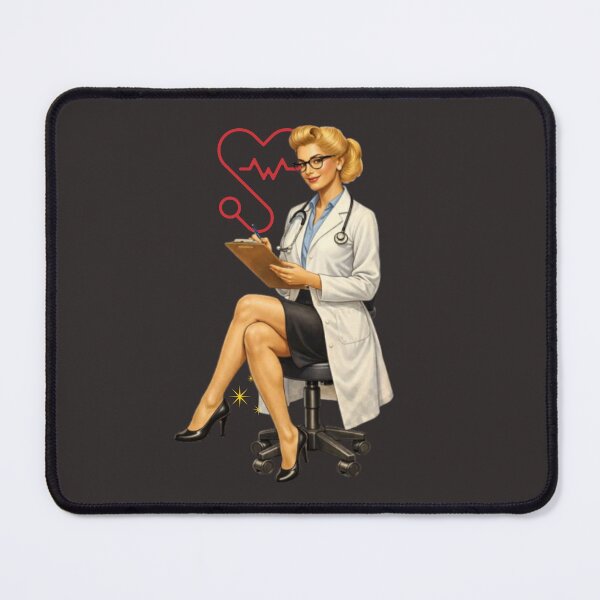 Item preview, Smart Vintage Doctor Pin-Up – 1950s Retro Medical Woman Art designed and sold by Bea May Bombshell Studio.
