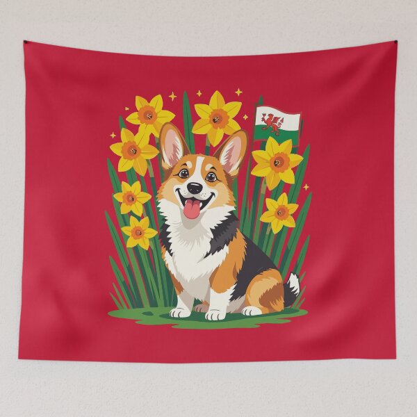Item preview, Cute Corgi Dog Amongst Daffodils Supporting Wales designed and sold by taiche.