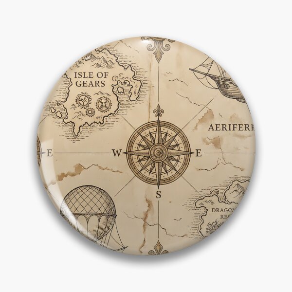 Item preview, Vintage Explorer - Steampunk Nautical Map Pattern designed and sold by Neon Nature Studio.