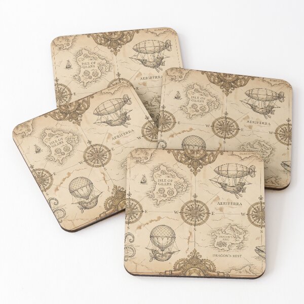 Item preview, Vintage Explorer - Steampunk Nautical Map Pattern designed and sold by Neon Nature Studio.