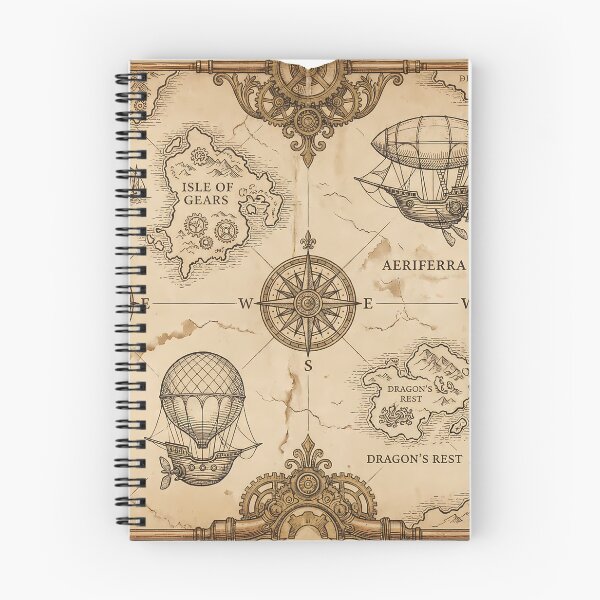 Item preview, Vintage Explorer - Steampunk Nautical Map Pattern designed and sold by Neon Nature Studio.