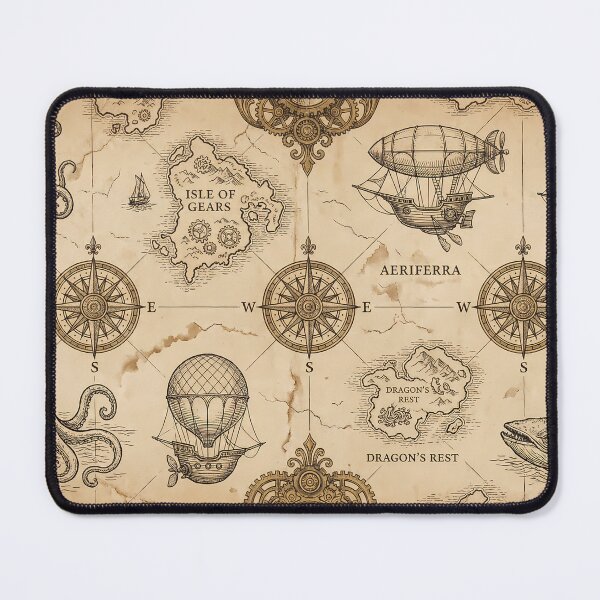 Item preview, Vintage Explorer - Steampunk Nautical Map Pattern designed and sold by Neon Nature Studio.
