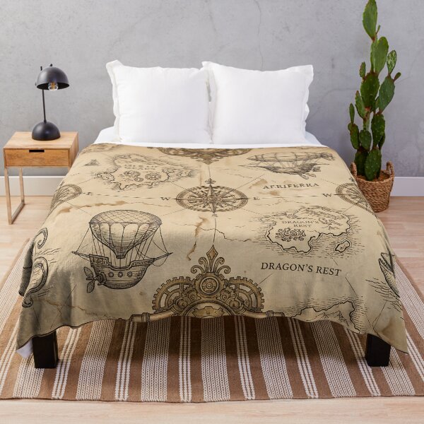 Item preview, Vintage Explorer - Steampunk Nautical Map Pattern designed and sold by Neon Nature Studio.