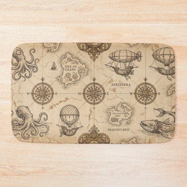 Item preview, Vintage Explorer - Steampunk Nautical Map Pattern designed and sold by Neon Nature Studio.