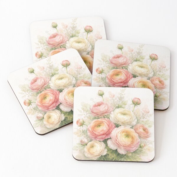 Item preview, Watercolor Ranunculus Bouquet – Romantic Pastel Floral Wall Art designed and sold by Darlin8888.