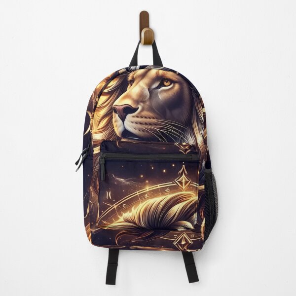 Item preview, Fiery Galactic Lion with Golden Zodiac Symbols designed and sold by Zodiac Celestial Art.