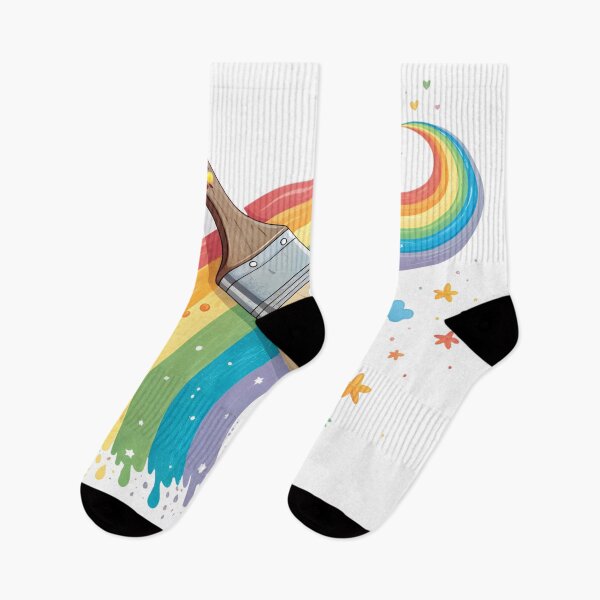 Item preview, Watercolor Paintbrush Creating a Fantasy Rainbow with Stars and Hearts designed and sold by Angellacelin.