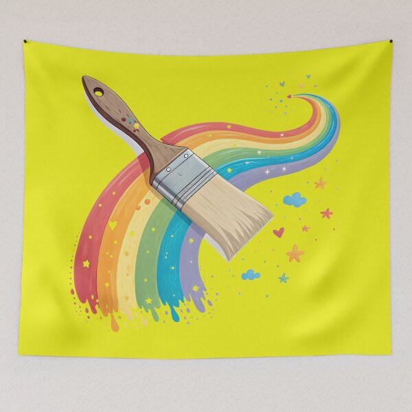 Item preview, Watercolor Paintbrush Creating a Fantasy Rainbow with Stars and Hearts designed and sold by Angellacelin.