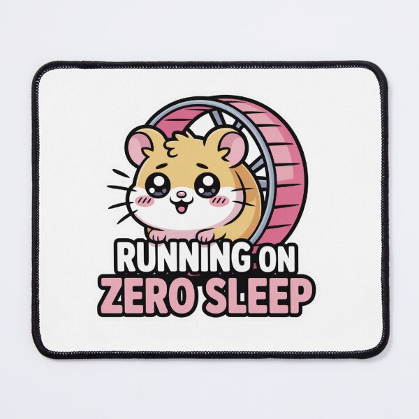 Item preview, Running on Zero Sleep - Funny Tired Hamster Wheel Kawaii Sticker designed and sold by Ashley critters.