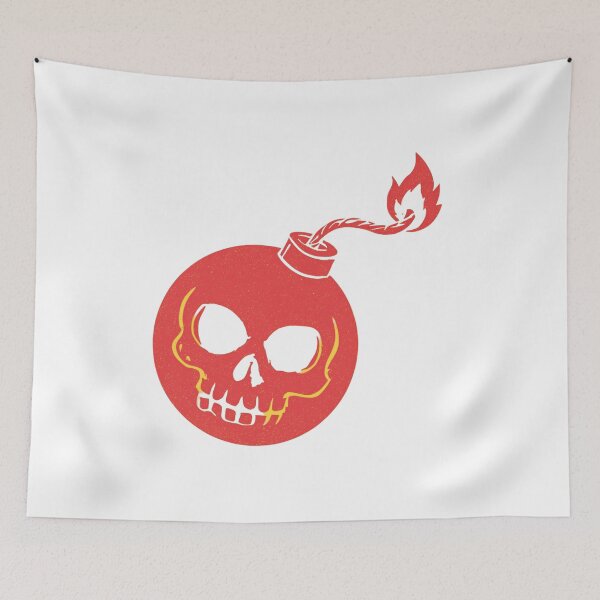Item preview, red bomb with a skull face designed and sold by Akali Design.
