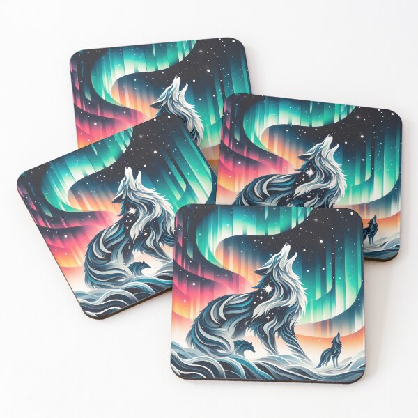 Item preview, Layered Northern Lights Wolf, Ai Generated Art   designed and sold by ACC .
