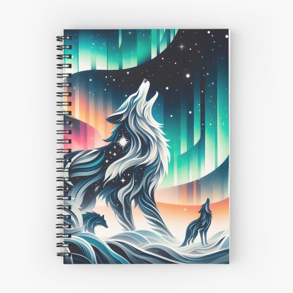 Item preview, Layered Northern Lights Wolf, Ai Generated Art   designed and sold by ACC .