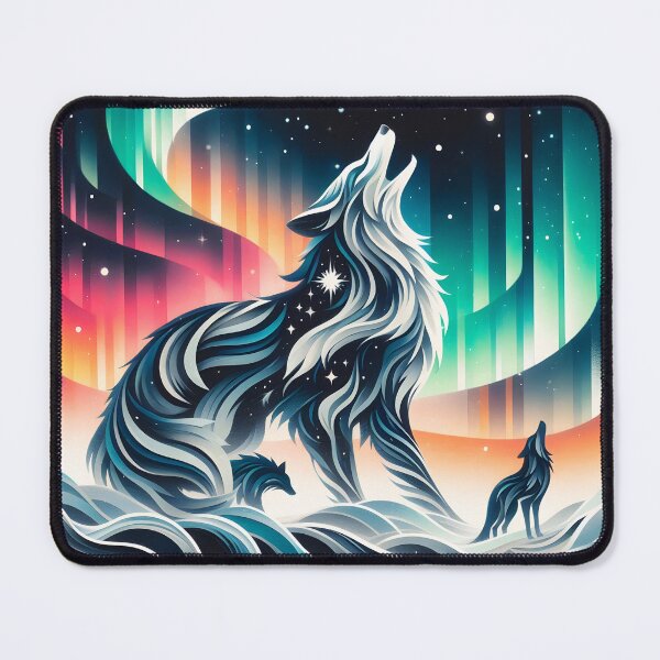 Item preview, Layered Northern Lights Wolf, Ai Generated Art   designed and sold by ACC .