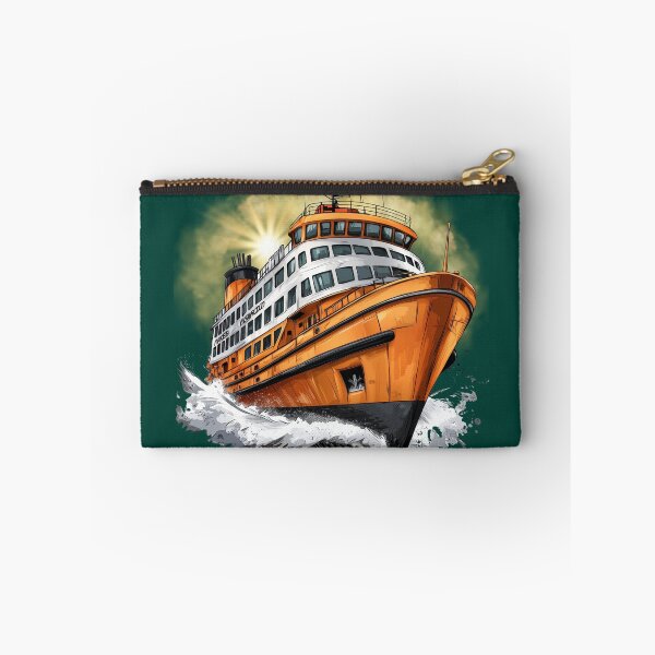 Item preview, Majestic Orange Ferry Riding the Ocean Waves designed and sold by ChenEngEng.