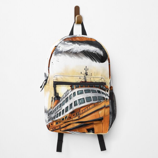 Item preview, Majestic Orange Ferry Riding the Ocean Waves designed and sold by ChenEngEng.
