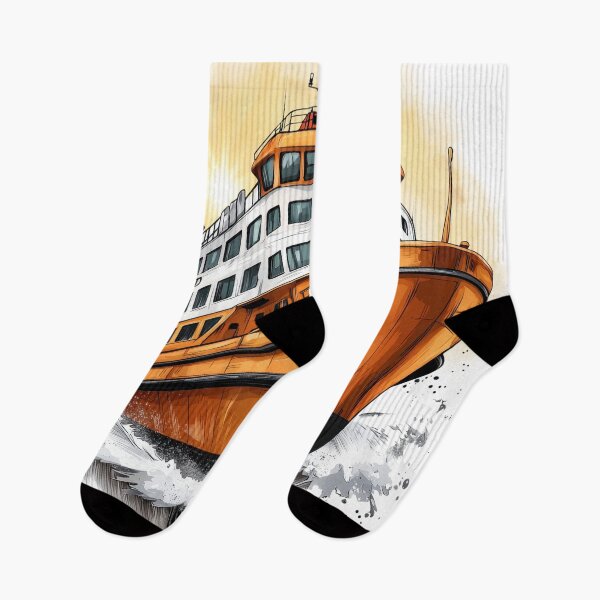 Item preview, Majestic Orange Ferry Riding the Ocean Waves designed and sold by ChenEngEng.