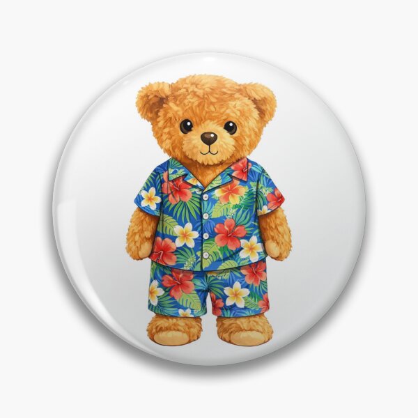 Item preview, Cute Teddy Bear in Blue Hawaiian Shirt - Tropical Summer Vacation Art ? designed and sold by CuteBear87.