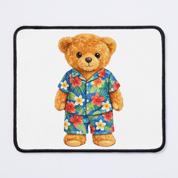 Item preview, Cute Teddy Bear in Blue Hawaiian Shirt - Tropical Summer Vacation Art ? designed and sold by CuteBear87.
