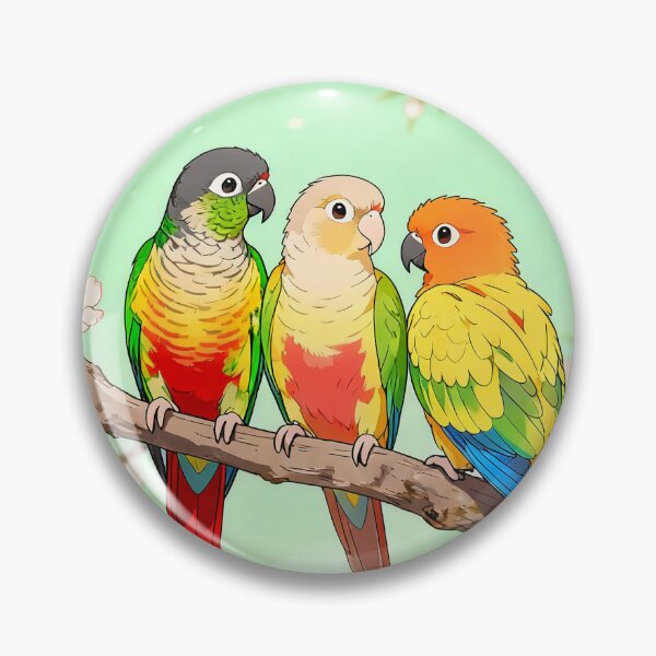 Item preview, Cute conures in a peach tree. designed and sold by lifewithbirds.