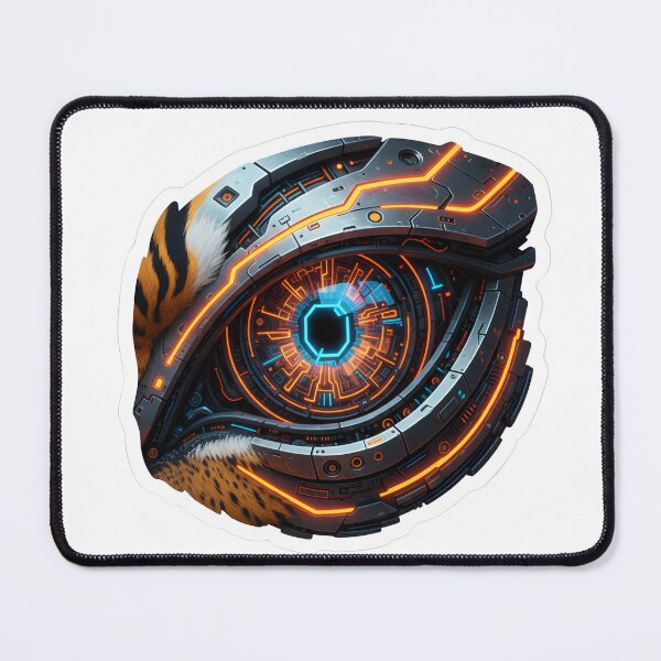 Item preview, Futuristic Cybernetic Tiger Eye Neon Techwear Design designed and sold by Kvarny.
