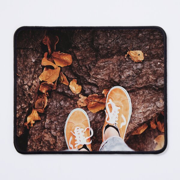 Item preview, Orange Sneakers on a Rock With Dried Leaves Around designed and sold by Adibas919.