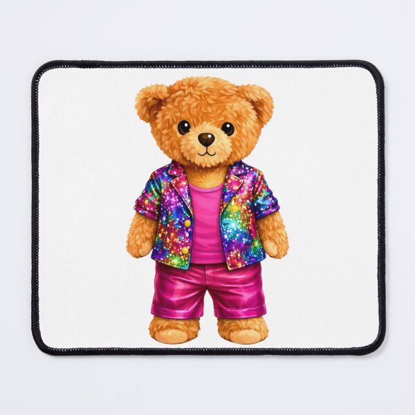 Item preview, Disco Party Teddy Bear in Rainbow Sequin Jacket - Glam Rock Art ? designed and sold by CuteBear87.