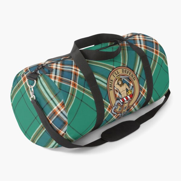 Item preview, Clan MacFarlane Crest over Ancient Hunting Tartan designed and sold by sifis.