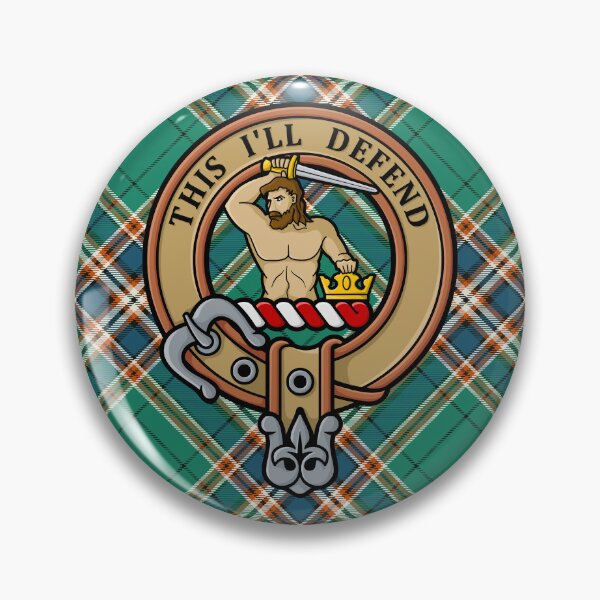 Item preview, Clan MacFarlane Crest over Ancient Hunting Tartan designed and sold by sifis.