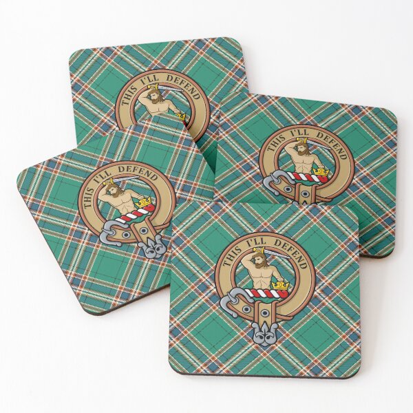 Item preview, Clan MacFarlane Crest over Ancient Hunting Tartan designed and sold by sifis.