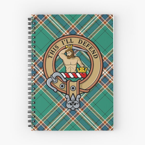 Item preview, Clan MacFarlane Crest over Ancient Hunting Tartan designed and sold by sifis.