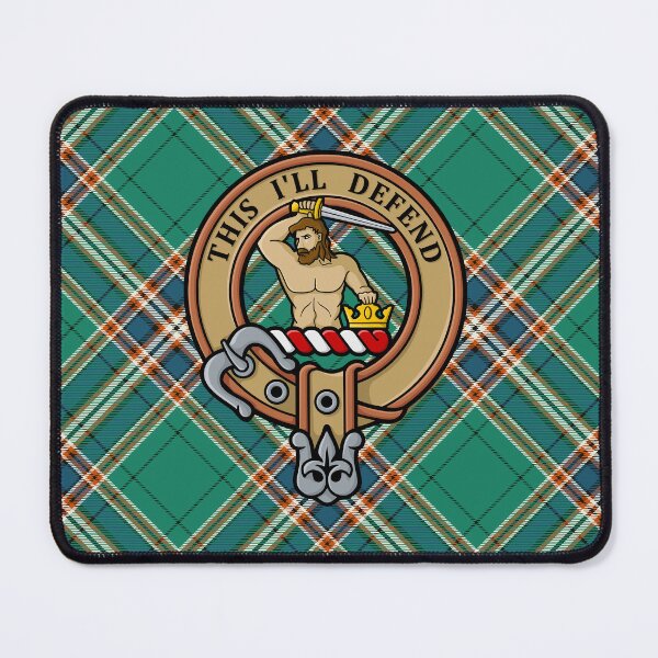 Item preview, Clan MacFarlane Crest over Ancient Hunting Tartan designed and sold by sifis.