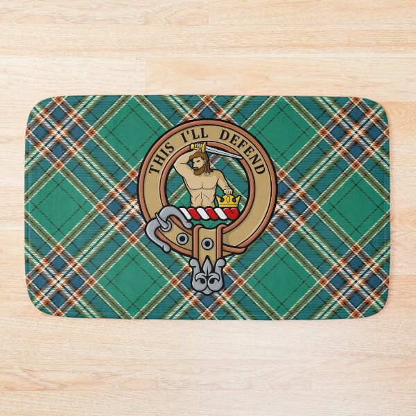 Item preview, Clan MacFarlane Crest over Ancient Hunting Tartan designed and sold by sifis.