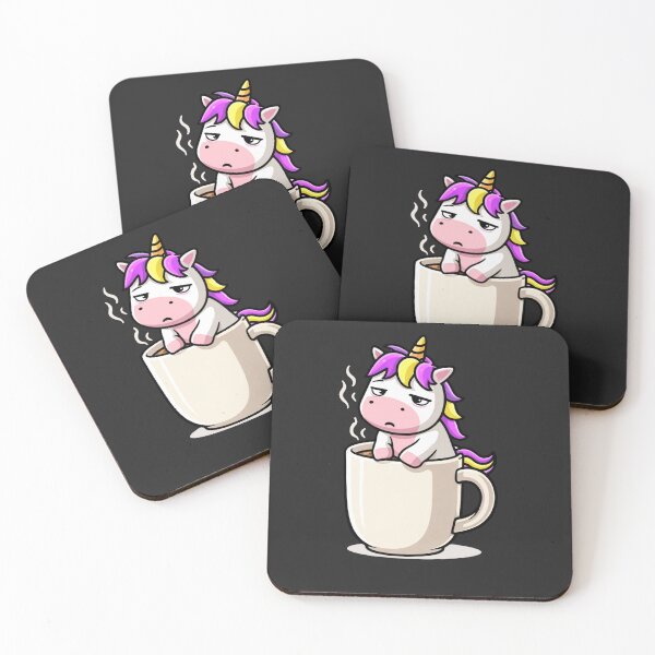 Item preview, Morning Coffee Struggle Unicorn – Cute Tired Chibi Unicorn Aesthetic designed and sold by ColorSplash123.