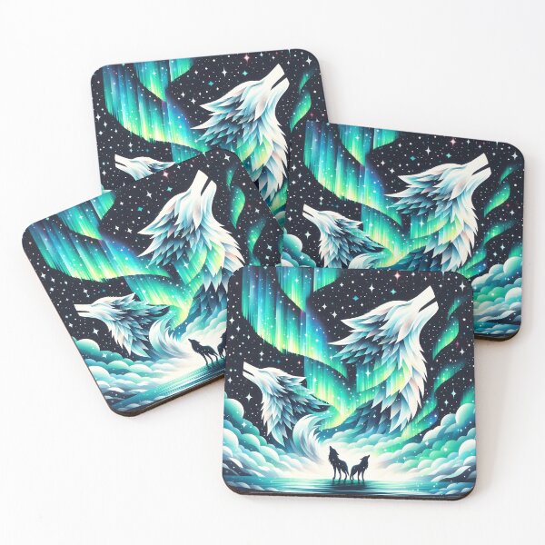 Item preview, Layered Northern Lights Wolf, Ai Generated Art   designed and sold by ACC .
