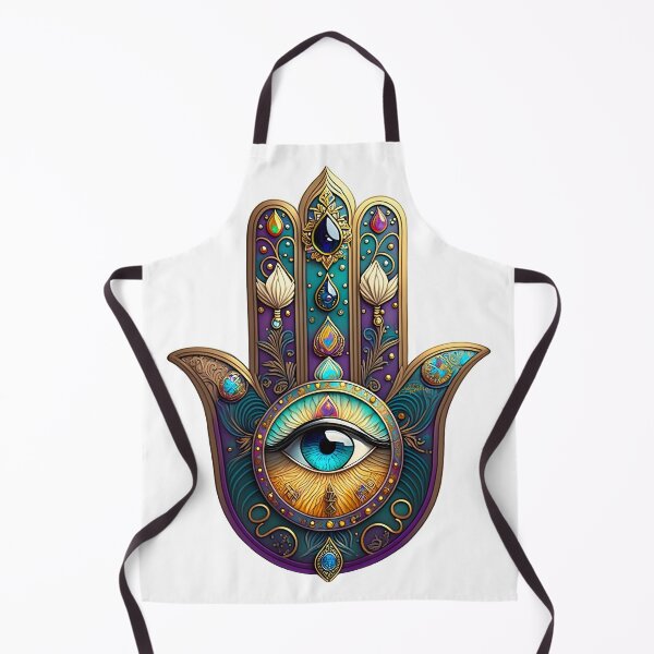 Item preview, Gold Violet Teal Turquoise Third Eye Hamsa designed and sold by Lee Hiller Designs.