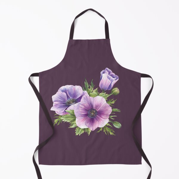 Item preview, Purple flowers Anemone with buds, leaves. Watercolor blooming bouquet of flowers designed and sold by BartolArt.
