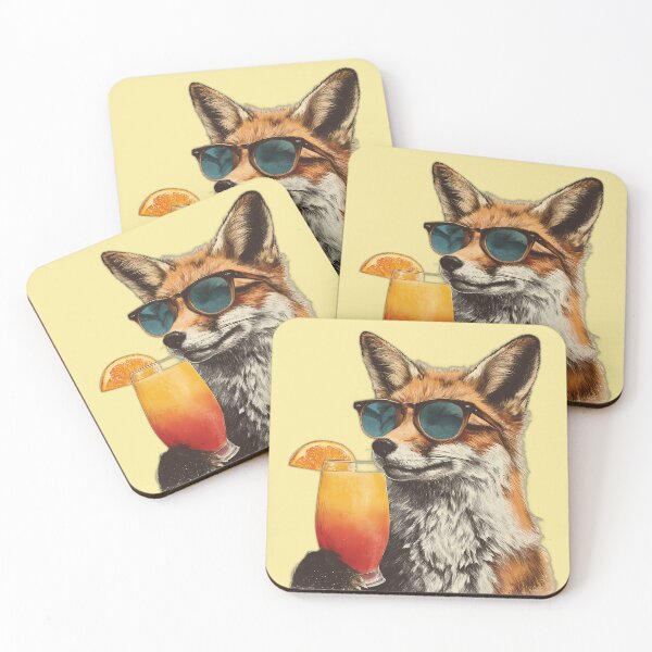 Item preview, Cool Fox with Sunglasses & Tequila Sunrise – Summer Cocktail Vibes designed and sold by Beachy Beasts.
