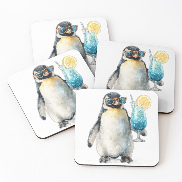 Item preview, Cool Penguin with Sunglasses & Blue Lagoon Cocktail – Summer Beach Vibes designed and sold by Beachy Beasts.