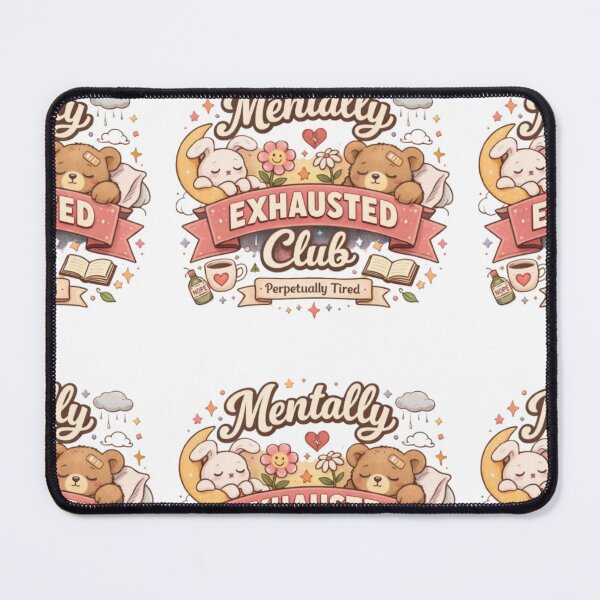 Item preview, Mentally Exhausted Club Cute Aesthetic Bunny Bear Retro Pastel Design designed and sold by Sanika arts .