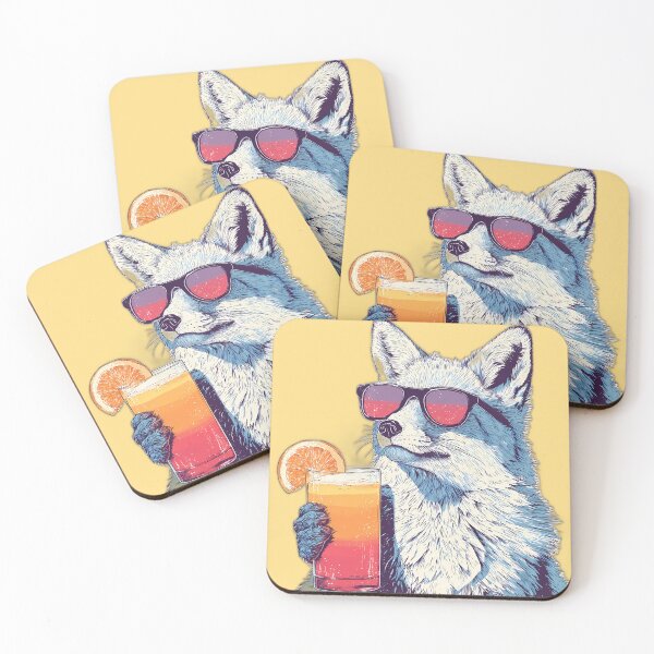 Item preview, Cool Wolf with Sunglasses & Tequila Sunrise – Neon Summer Cocktail Vibes designed and sold by Beachy Beasts.