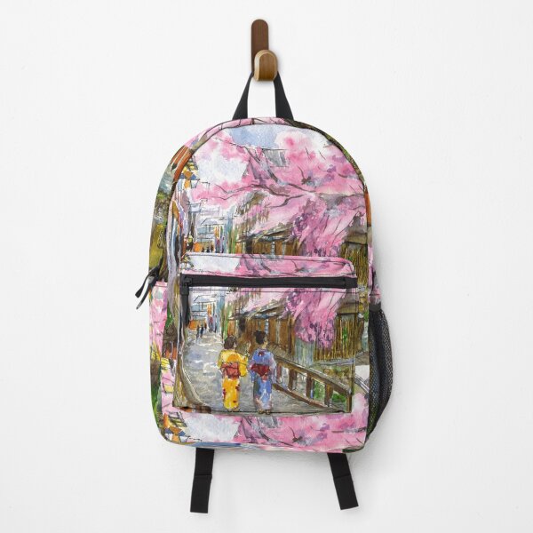 Item preview, Kyoto watercolor painting. Cherry blossoms. Japanese girls. designed and sold by Colibri77.