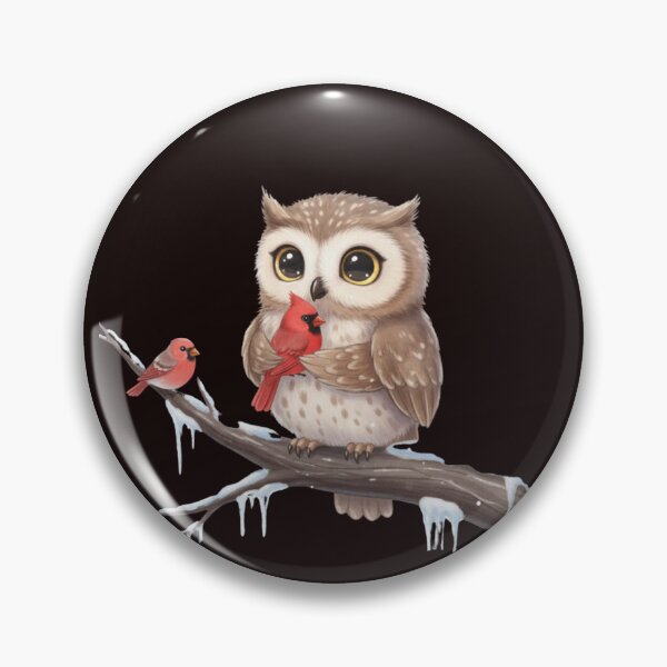 Item preview, Cozy Winter Owl - Adorable Owl and Cardinal Friends in Snow designed and sold by Nomadic-Prints.