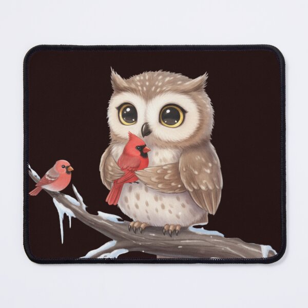 Item preview, Cozy Winter Owl - Adorable Owl and Cardinal Friends in Snow designed and sold by Nomadic-Prints.