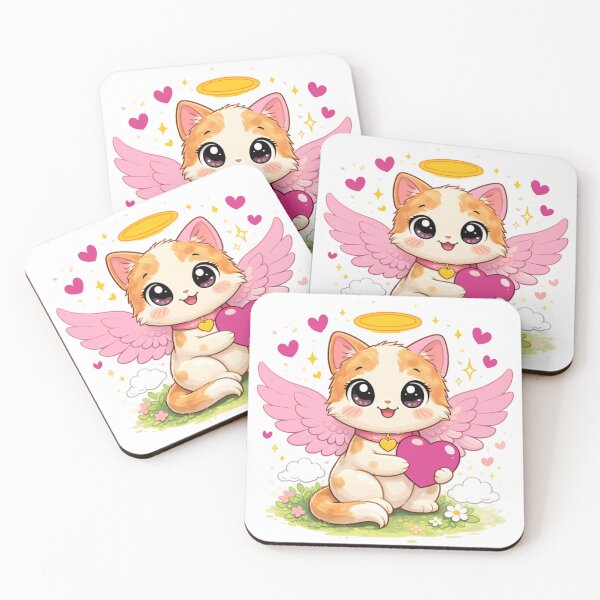 Item preview, Kawaii Angel Kitten with Heart - Cute Anime Style designed and sold by Skully-Studio.