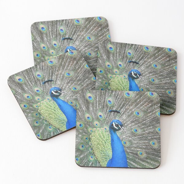 Item preview, Peacock side view showing off his fan-shaped tail feathers designed and sold by TwistedClassics.