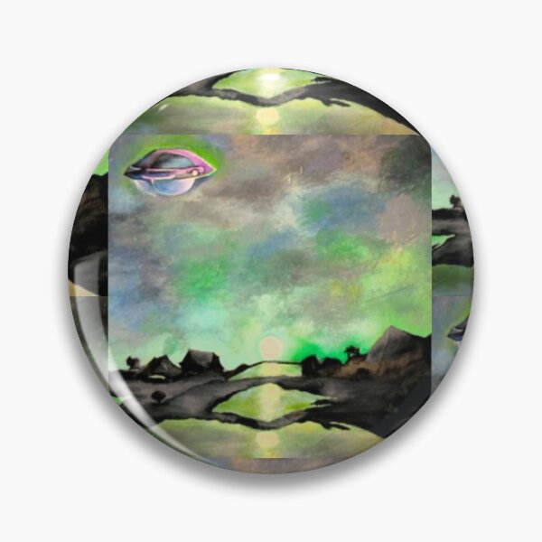 Item preview, UFO hovers over dormant landscape designed and sold by WranaWoda.
