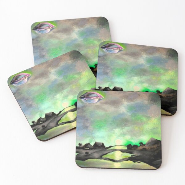 Item preview, UFO hovers over dormant landscape designed and sold by WranaWoda.