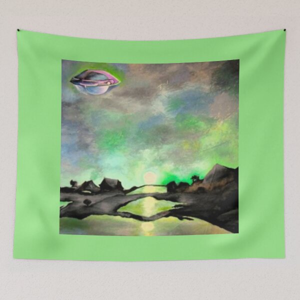 Item preview, UFO hovers over dormant landscape designed and sold by WranaWoda.
